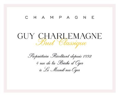 etiquette - Champagne Guy Charlemagne - Champagne Brut Classic