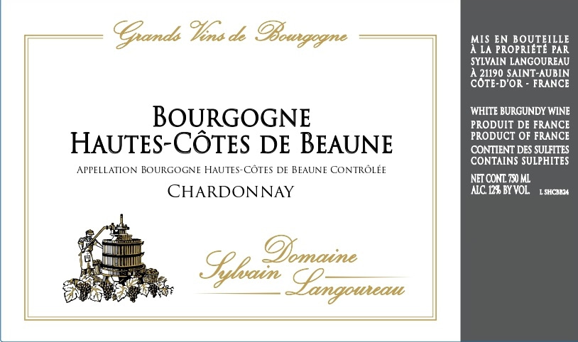 etiquette - Domaine Langoureau Sylvain - Bourgogne Hautes Côtes de Beaune Chardonnay