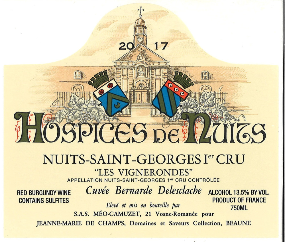 etiquette - Domaines Et Saveurs Collection, Hospices de Nuits - Nuits Saint Georges 1er cru Vignerondes Cuvée Bernarde Delesclache 2017