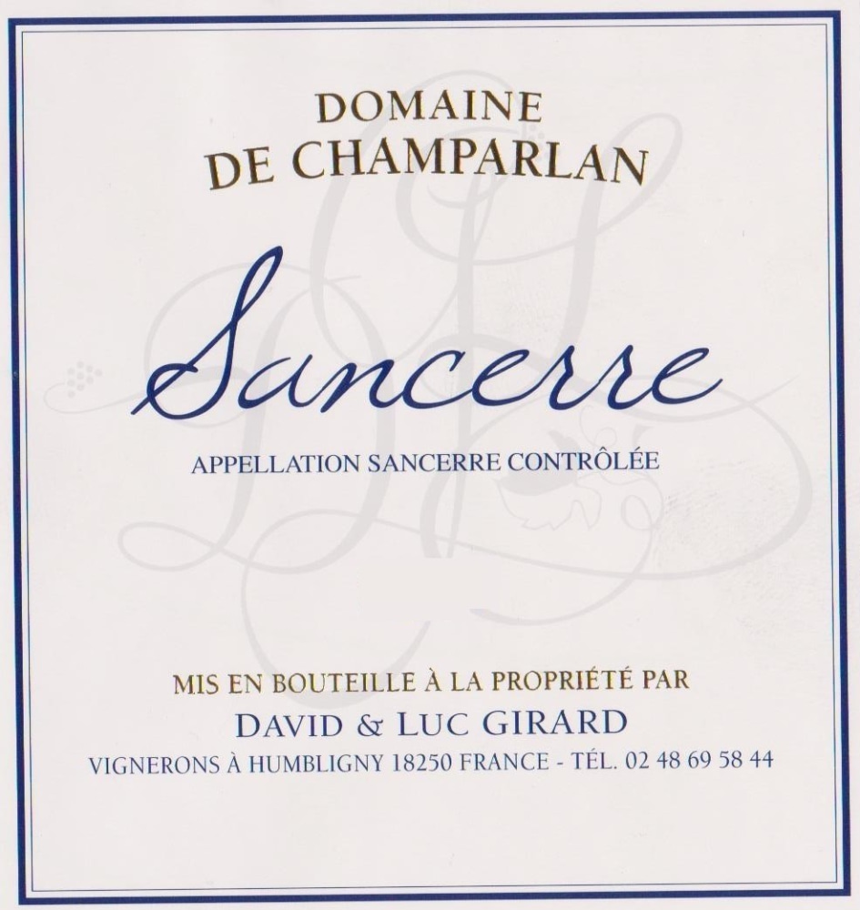 etiquette - Domaine de Champarlan - SANCERRE BLANC
