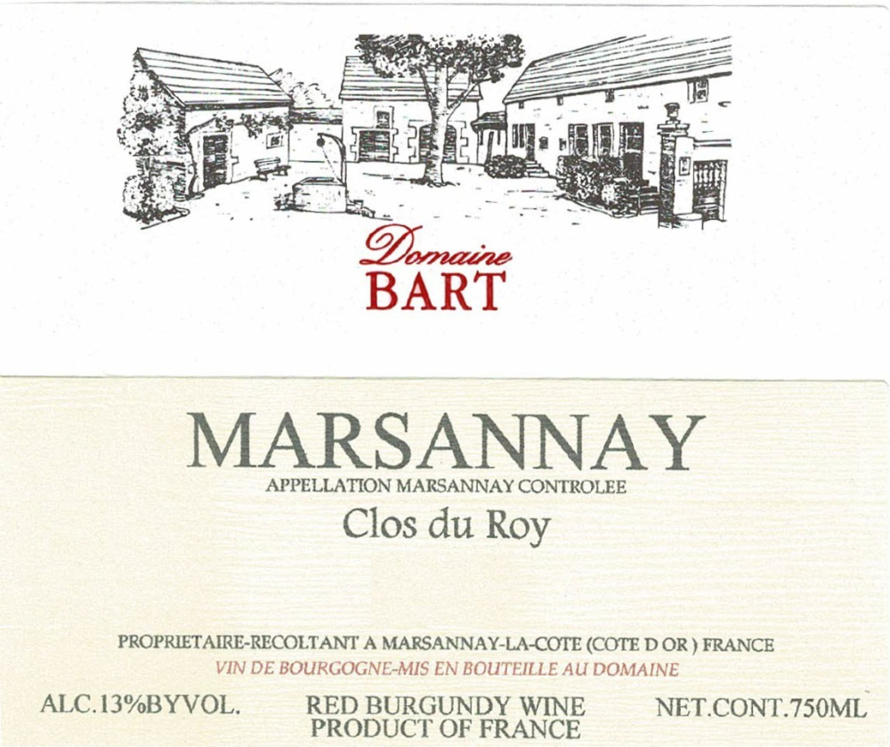 etiquette - Domaine Bart - Marsannay Clos du Roy