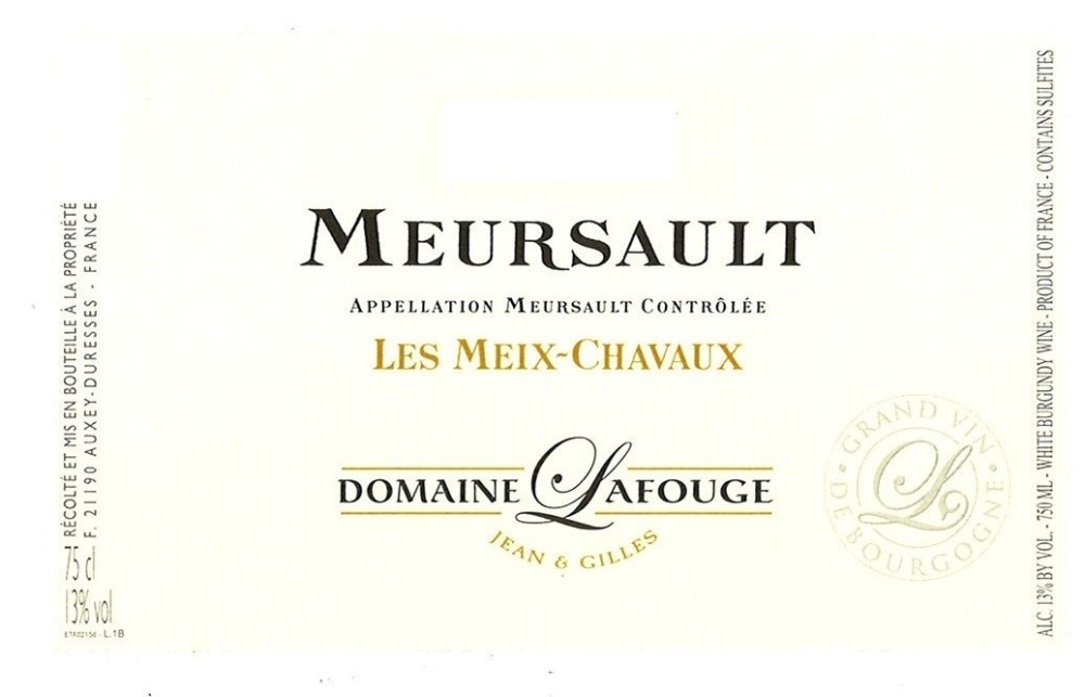 etiquette - Domaine Lafouge Jean et Gilles - Meursault Les Meix Chavaux