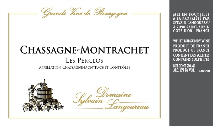 etiquette - Domaine Langoureau Sylvain - Chassagne Montrachet Les Perclos