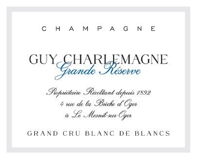 etiquette - Champagne Guy Charlemagne - Champagne Grand cru Blanc de Blancs Réserve Brut