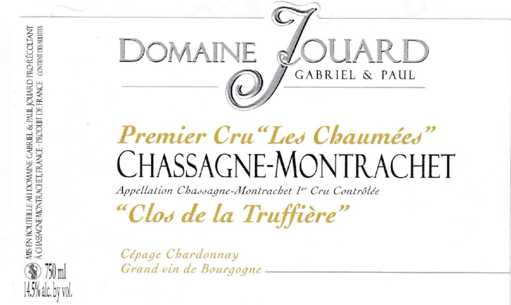 etiquette - Domaine Jouard Gabriel et Paul - Chassagne Montrachet 1er Cru Les Chaumées Clos de la Truffière