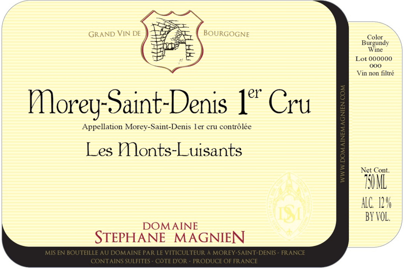 etiquette - Domaine Magnien Stéphane - Morey Saint Denis 1er cru Les Monts Luisants