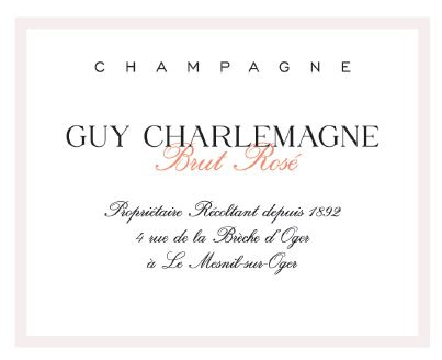 etiquette - Champagne Guy Charlemagne - Champagne Brut Rosé
