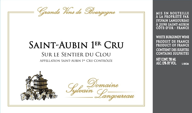 etiquette - Domaine Langoureau Sylvain - Saint Aubin 1er Cru Sur le Sentier du Clou