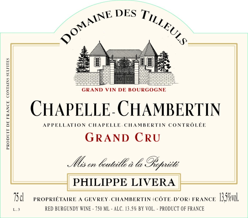 etiquette - Chapelle Chambertin Grand Cru - Domaine Livera Philippe - Domaines et Saveurs Collection