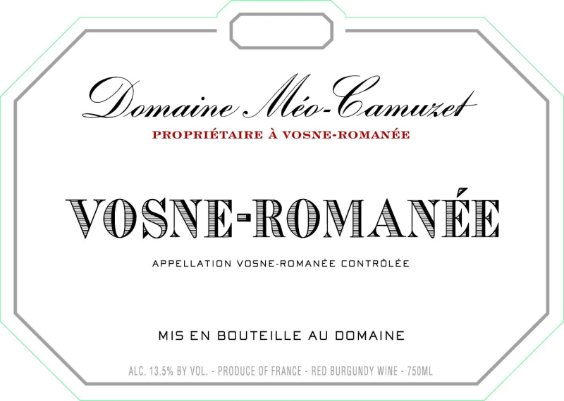 etiquette - Vosne Romanée - Domaine Méo-Camuzet - Domaines et Saveurs Collection
