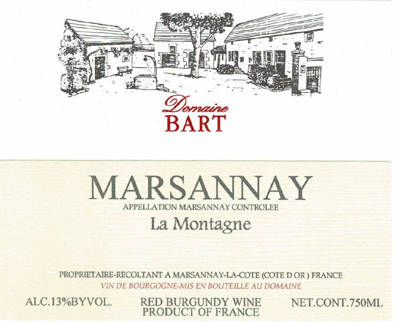 etiquette - Marsannay la Montagne - Domaine Bart - Domaines et Saveurs Collection