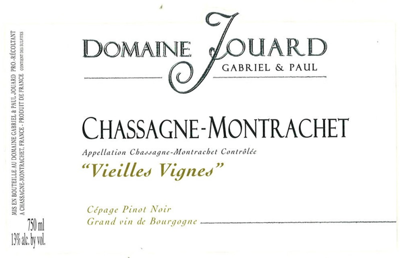 etiquette - Chassagne Montrachet Vieilles Vignes - Domaine Jouard Gabriel et Paul - Domaines et Saveurs Collection