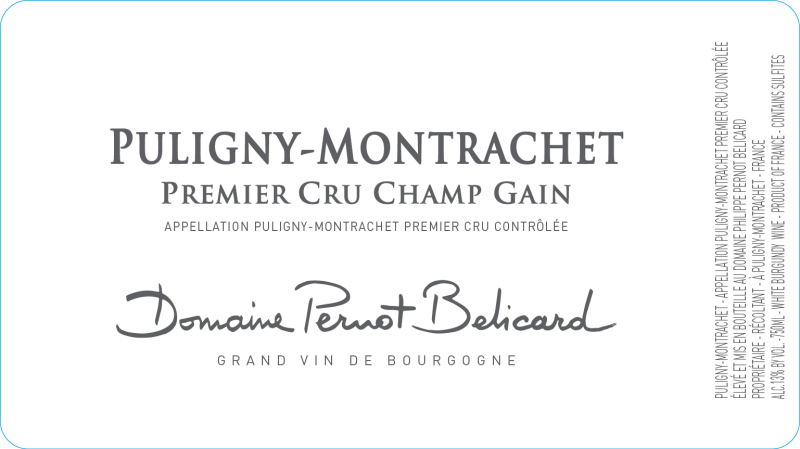 etiquette - Puligny Montrachet 1er Cru Champ Gain - Domaine Pernot Belicard - Domaines et Saveurs Collection