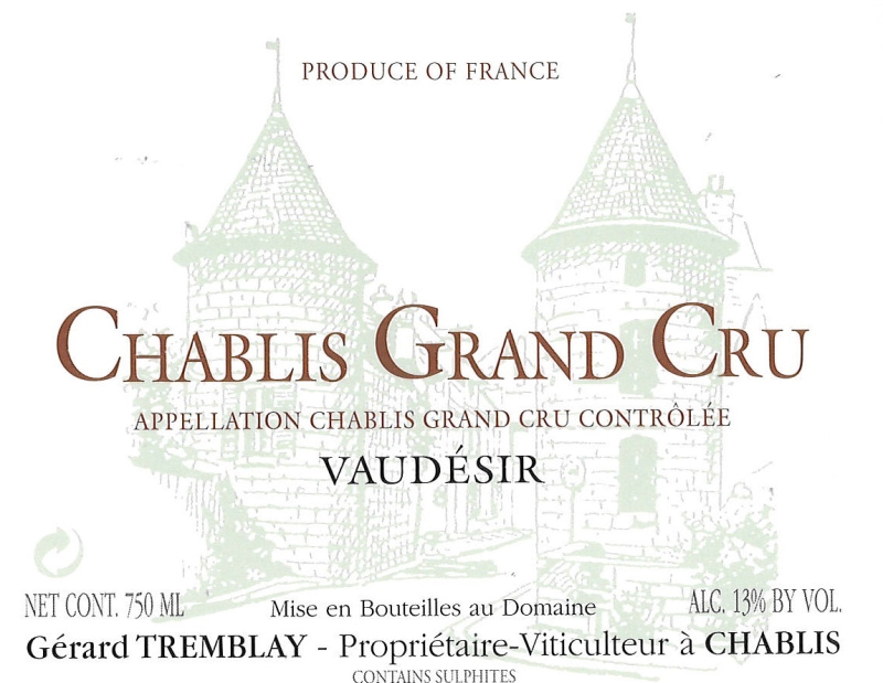 etiquette - Chablis Grand Cru Vaudésir - Domaine Tremblay Gérard / Domaine des Iles - Domaines et Saveurs Collection