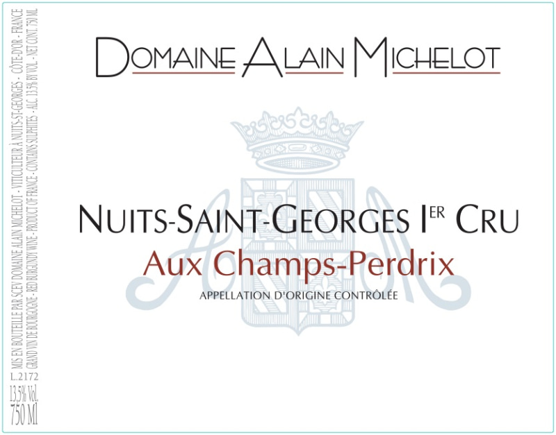 etiquette - Nuits saint Georges 1er Cru Aux Champs Perdrix - Domaine Michelot Alain - Domaines et Saveurs Collection