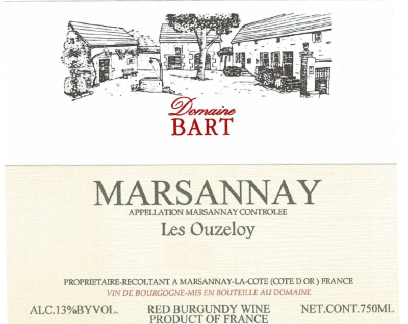 etiquette - Marsannay Les Ouzeloy - Domaine Bart - Domaines et Saveurs Collection