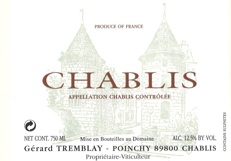 etiquette - Chablis - Domaine Tremblay Gérard / Domaine des Iles - Domaines et Saveurs Collection