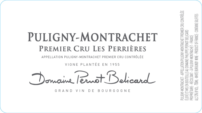 etiquette - Puligny Montrachet 1er Cru Perrières - Domaine Pernot Belicard - Domaines et Saveurs Collection