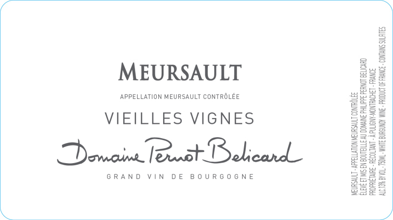 etiquette - Meursault Vieilles Vignes - Domaine Pernot Belicard - Domaines et Saveurs Collection