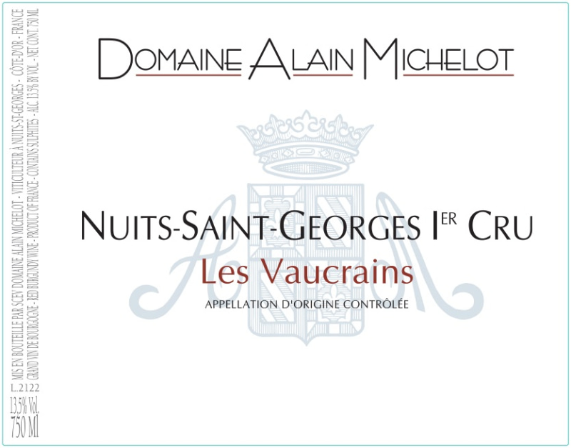 etiquette - Nuits Saint Georges 1er Cru Les Vaucrains - Domaine Michelot Alain - Domaines et Saveurs Collection
