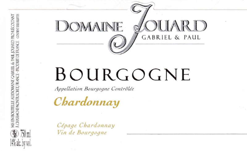 etiquette - Bourgogne Chardonnay - Domaine Jouard Gabriel et Paul - Domaines et Saveurs Collection