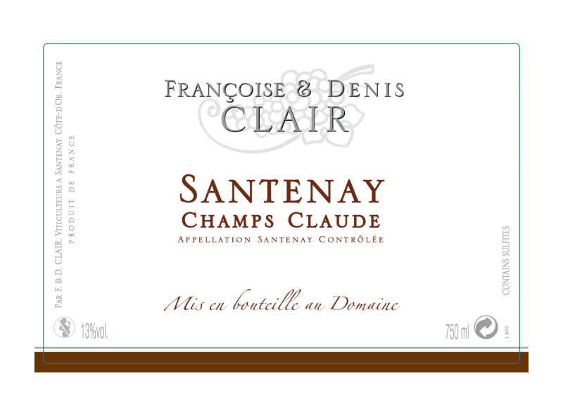 etiquette - Santenay Champs Claude - Domaine Clair Françoise et Denis - Domaines et Saveurs Collection