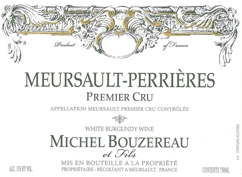 etiquette - Meursault Perrières 1er Cru - Domaine Michel Bouzereau et Fils - Domaines et Saveurs Collection