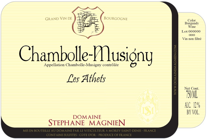 etiquette - Chambolle Musigny Les Athets - Domaine Magnien Stéphane - Domaines et Saveurs Collection