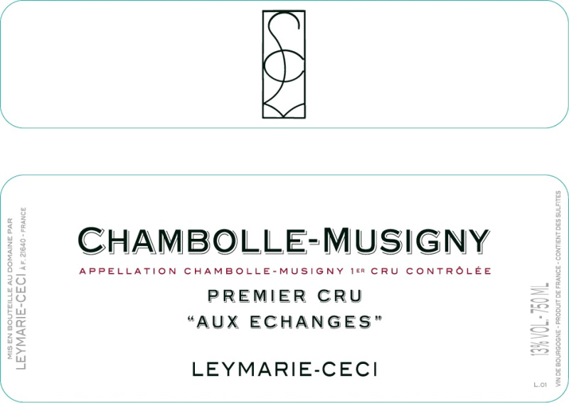 etiquette - Chambolle Musigny 1er Cru Aux Echanges - Domaine Leymarie-Ceci - Domaines et Saveurs Collection