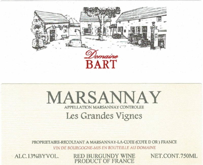 etiquette - Marsannay Les Grandes Vignes - Domaine Bart - Domaines et Saveurs Collection