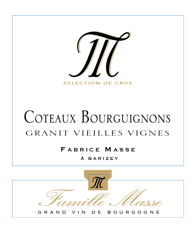 etiquette - Coteaux Bourguignons Granit Vieilles Vignes rouge - Domaine Masse - Domaines et Saveurs Collection