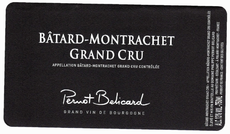 etiquette - Bâtard Montrachet Grand Cru - Domaine Pernot Belicard - Domaines et Saveurs Collection