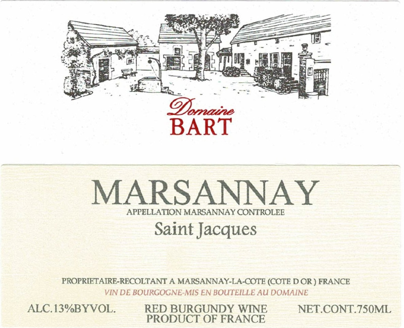 etiquette - Marsannay Saint-Jacques - Domaine Bart - Domaines et Saveurs Collection