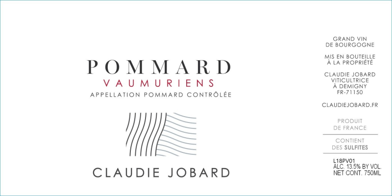etiquette - Pommard Les Vaumuriens - Domaine Claudie Jobard - Domaines et Saveurs Collection