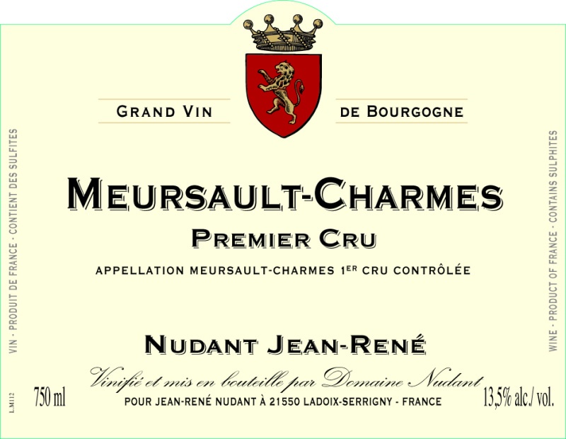 etiquette - Meursault 1er Cru Charmes - Domaine Nudant - Domaines et Saveurs Collection