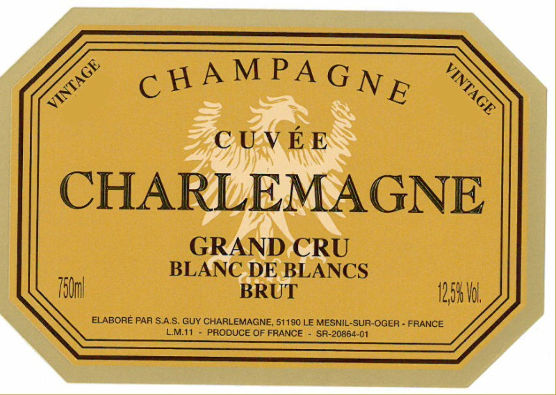 etiquette - Champagne Grand Cru Blanc de Blancs Cuvée Charlemagne - Champagne Guy Charlemagne - Domaines et Saveurs Collection
