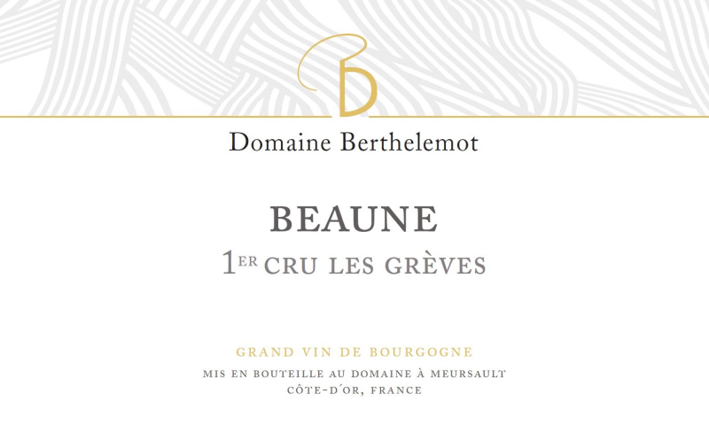 etiquette - Beaune 1er cru Les Grèves - Domaine Berthelemot - Domaines et Saveurs Collection