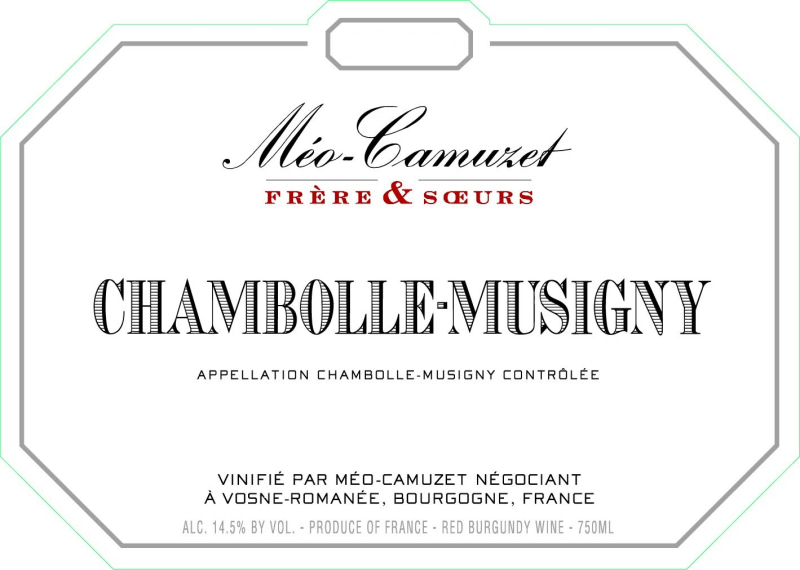 etiquette - Chambolle Musigny - Domaine Méo-Camuzet - Domaines et Saveurs Collection