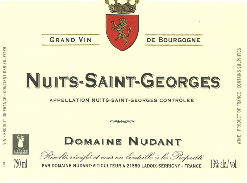 etiquette - Nuits saint Georges - Domaine Nudant - Domaines et Saveurs Collection