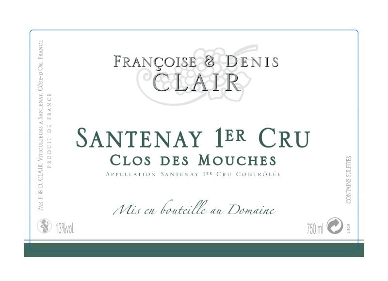 etiquette - Santenay 1er cru Clos des Mouches - Domaine Clair Françoise et Denis - Domaines et Saveurs Collection