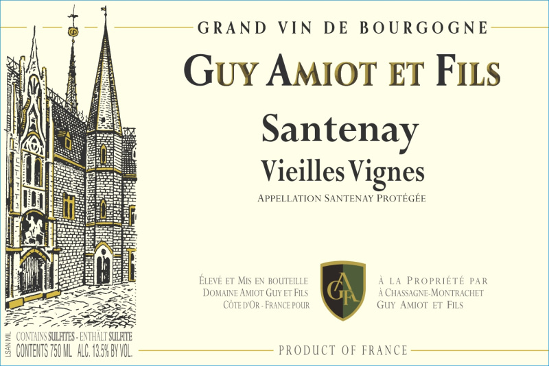 etiquette - Santenay Vieilles Vignes blanc - Domaine Amiot Guy et Fils - Domaines et Saveurs Collection