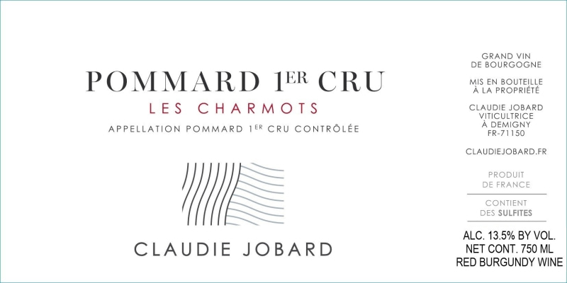 etiquette - Pommard 1er Cru Les Charmots - Domaine Claudie Jobard - Domaines et Saveurs Collection