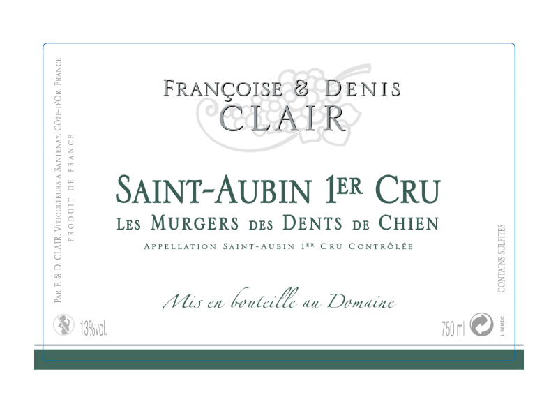 etiquette - Saint Aubin 1er Cru "Murgers des Dents de Chien" - Domaine Clair Françoise et Denis - Domaines et Saveurs Collection