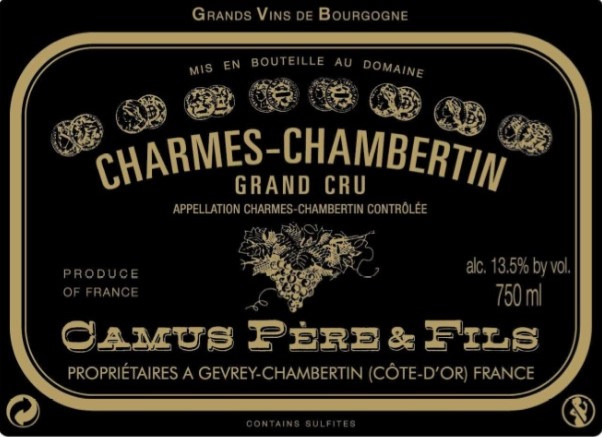 etiquette - Charmes Chambertin Grand Cru - Domaine Camus Père et Fils - Domaines et Saveurs Collection