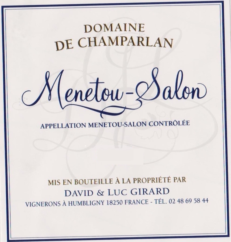 etiquette - MENETOU SALON BLANC - Domaine de Champarlan - Domaines et Saveurs Collection