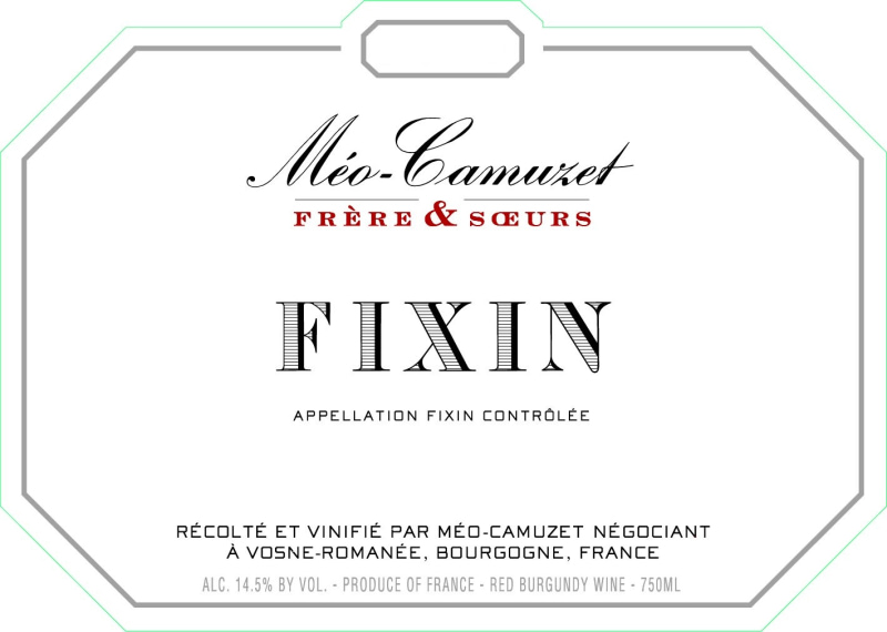 etiquette - Fixin - Domaine Méo-Camuzet - Domaines et Saveurs Collection
