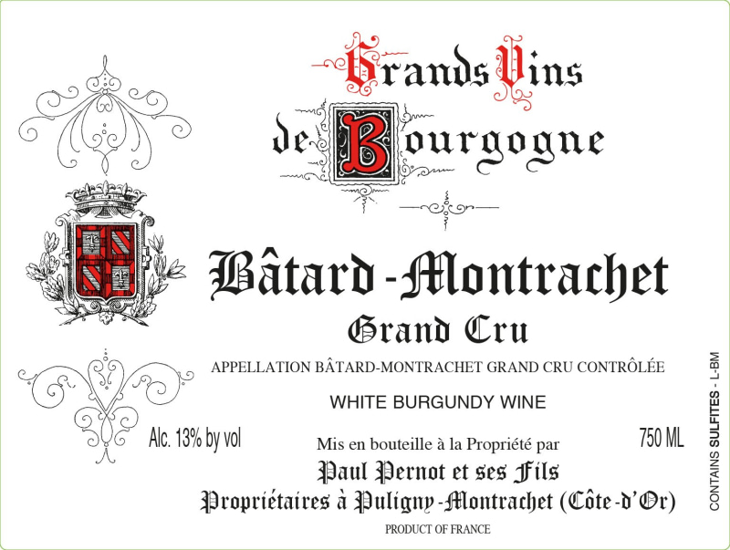 etiquette - Batard Montrachet Grand Cru - Domaine Pernot Paul - Domaines et Saveurs Collection
