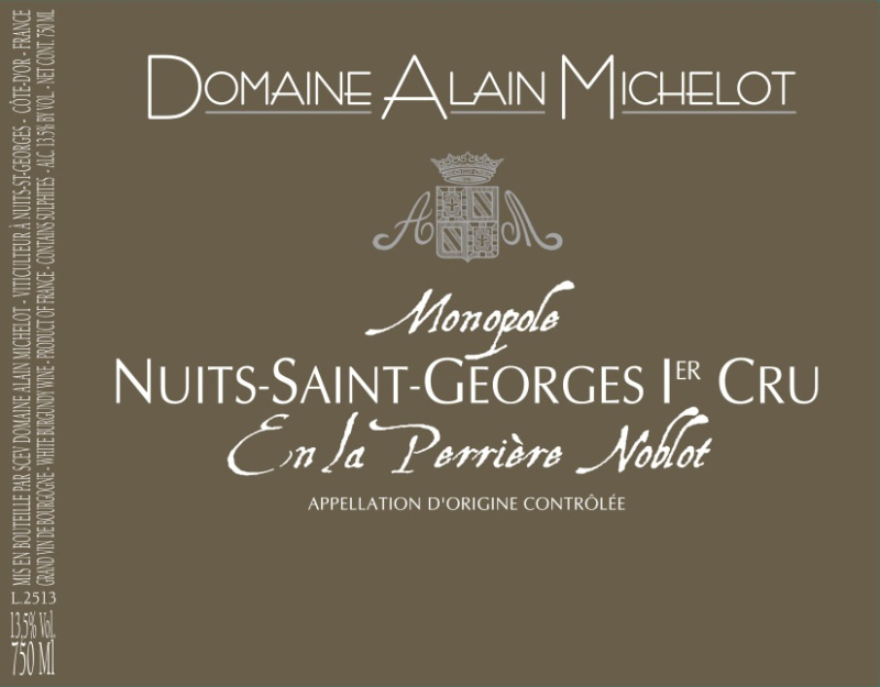 etiquette - Nuits saint Georges 1er Cru Perrière Noblot Monopole - Domaine Michelot Alain - Domaines et Saveurs Collection