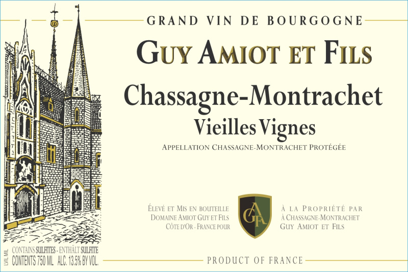 etiquette - Chassagne Montrachet Blanc Vieilles Vignes - Domaine Amiot Guy et Fils - Domaines et Saveurs Collection