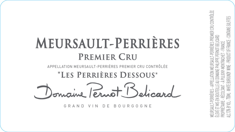 etiquette - Meursault Les Perrières 1er Cru "Les Perrières Dessous" - Domaine Pernot Belicard - Domaines et Saveurs Collection